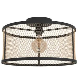EGLO Plafonjera DELLOW E27 Ø45 cm crna/mesing mrežasta 43603