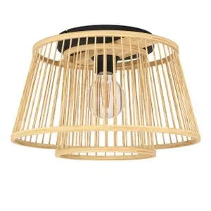 EGLO Plafonjera HYKEHAM E27 Ø380 drvo/crna 43851