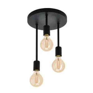 EGLO Plafonjera WILMCOTE 3xE27 crna 43126