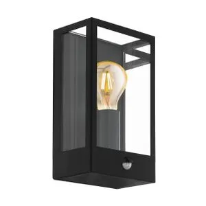 EGLO spoljna zidna lampa ALAMONTE E27 30 cm crna sa senzorom 99587