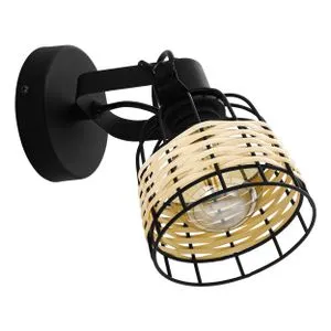 EGLO Spot lampa ANWICK 1 E27 20 cm crna/ratan 43324