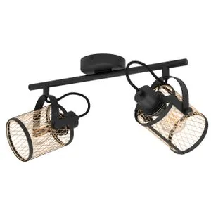 EGLO Spot lampa DELLOW 2xE27 47,5 cm crna/mesing mrežasta 43532