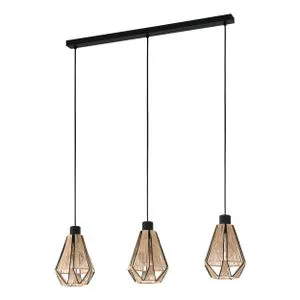 EGLO Viseća lampa ADWICKLE 3xE27 87 cm crna/natur 43777