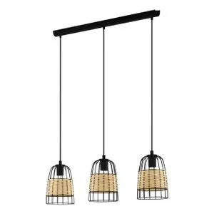 EGLO Viseća lampa ANWICK 3xE27 88 cm crna/ratan 43313