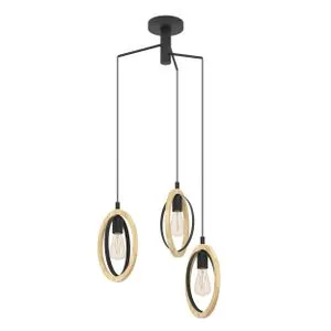 EGLO Viseća lampa BASILDON 3xE27 Ø615 crna/drvo 43463