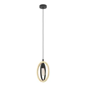 EGLO Viseća lampa BASILDON E27 19x16 cm crna/drvo 43461