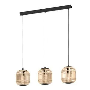 EGLO Viseća lampa BORDESLEY 3xE27 910 mm bambus 43217