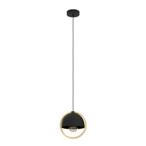 EGLO viseća lampa CALLOW E27 Ø23 cm crna drvo 43755