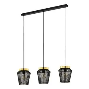 EGLO Viseća lampa ESCANDIDOS 3xE27 92 cm crna/mesing 99807