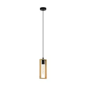 EGLO Viseća lampa LITTLETON E27 11 cm crna/drvo 49473
