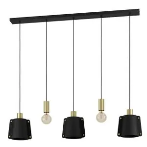 EGLO viseća lampa MAJAGUA E27 5 grla crna/mesing 121,5 cm 390115