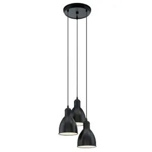 EGLO Viseća lampa PRIDDY 3xE27 Ø32,5 cm crna 49465