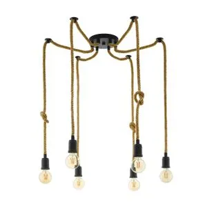 EGLO Viseća lampa RAMPSIDE 6xE27 konopac crna 43195