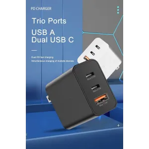 Eima EM01 Kućni punjač65W 2xPD 25W/65W 1xUSB+Type C na Type C crni