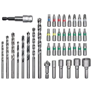 Einhell Set burgija adaptera i bitova, Hex burgije za metal i drvo, L-Box, 39 komada
