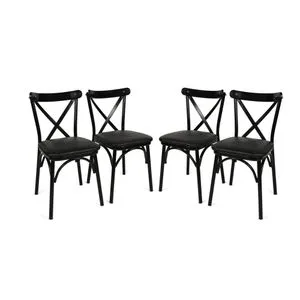 Ekol 1331 V4 Black Chair Set (4 Pieces)