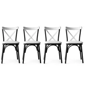 Ekol - 1334 V4 White Chair Set (4 Pieces)