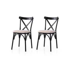 Ekol - 285 V2 Black 
Cream Chair Set (2 Pieces)