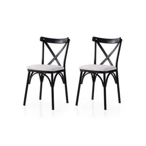 Ekol - 286 V2 Crno-Bela Stolica Set (2 Komada)