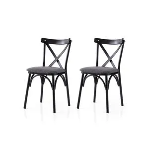 Ekol - 288 V2 Black 
Anthracite Chair Set (2 Pieces)