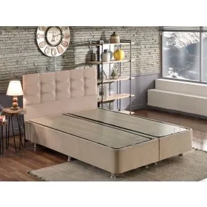 Ela Double - Light Brown (180 x 200) Light Brown Double Bed Base & Headboard