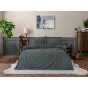Elegant - Anthracite Anthracite Satin Single Quilt Cover Set (DE)