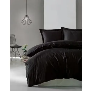 Elegant crni satenski set posteljine super king