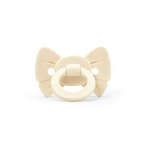 Elodie oat white binky bow silikonska cucla za novorođenče