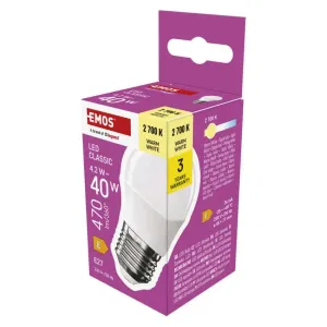 Emos LED sijalica Classic Mini globe 4,2W(40W) 470lm E27 WW ZQ6E21