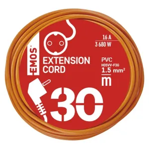 Emos Produžni kabl PVC narandžasti 1 šuko utičnica 30m Emos P01230R
