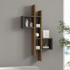 Emse - Oak, Anthracite OakAnthracite Wall Shelf OŠTEĆENO