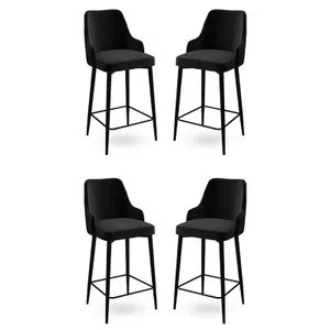 Enox - Black Black Bar Stool Set (4 Pieces)