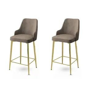 Enox - Cappuccino, Gold Bar Stool Set (2 komada)