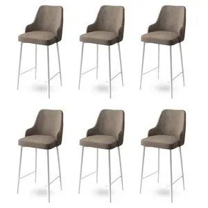 Enox - Cappuccino, White Cappuccino
White Bar Stool Set (6 Pieces)