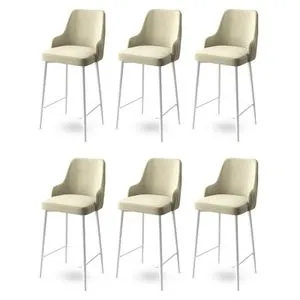Enox - Cream, White Cream
White Bar Stool Set (6 Pieces)