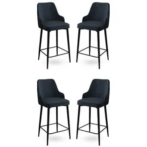 Enox - Crni Bar Stolice Set (4 Komada)