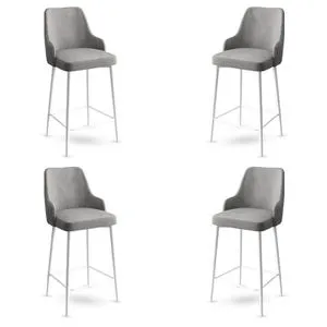 Enox - Grey, White Grey
White Bar Stool Set (4 Pieces)