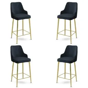 Enox - Set Barskih Stolica u Antracit i Zlatnoj Boji (4 Komada)