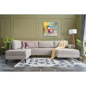 Eris - Cream Cream Corner Sofa-Bed