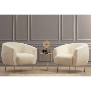 Eses Cream Bouclette Cream Wing Chair