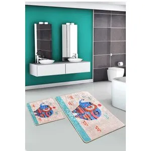 Etnic Rectangle Multicolor Bathmat Set (2 Pieces)