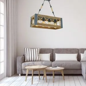 Četvorostruka Avizna Lampa sa Prepletenim Halatima u Boji Oraha i Crnoj