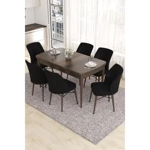 Eva - Baroque, Black Baroque
Black Extendable Dining Table & Chairs Set (7 Pieces)