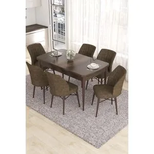Eva - Baroque, Brown Baroque
Brown Extendable Dining Table & Chairs Set (7 Pieces)