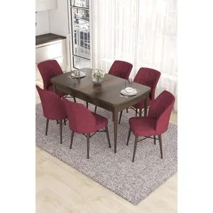 Eva - Baroque, Burgundy Baroque
Burgundy Extendable Dining Table & Chairs Set (7 Pieces)