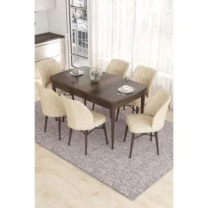 Eva - Baroque, Cream Baroque
Cream Extendable Dining Table & Chairs Set (7 Pieces)
