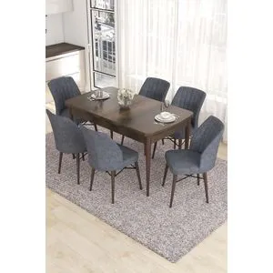 Eva - Baroque, Fume Baroque
Fume Extendable Dining Table & Chairs Set (7 Pieces)