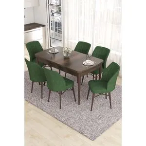 Eva - Baroque, Khaki Baroque
Khaki Extendable Dining Table & Chairs Set (7 Pieces)