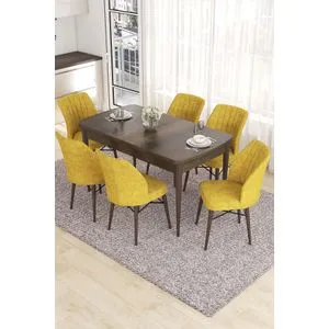 Eva - Baroque, Mustard Baroque
Mustard Extendable Dining Table & Chairs Set (7 Pieces)