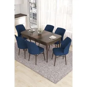 Eva - Baroque, Navy Blue Baroque
Navy Blue Extendable Dining Table & Chairs Set (7 Pieces)